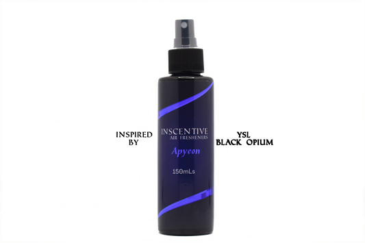 Immerse yourself in the alluring aroma of Apyeon, inspired by YSL Black Opium, with our air freshener spray - a captivating blend of sensuality and sophistication to enchant your surroundings.